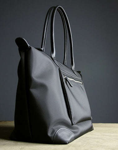 Womens Black Nylon Shoulder Tote Medium Black Nylon Handbag Purse for Ladies NB02191001