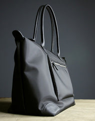 Womens Black Nylon Shoulder Tote Medium Black Nylon Handbag Purse for Ladies