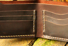 Genuine Leather Wallet Handmade Folded billfold Wallet Slim Wallet For Men - EverHandmade