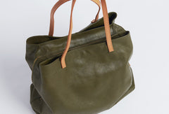 Handmade Genuine Leather Handbag Large Tote Bag Shopper Bag Shoulder Bag Purse For Women