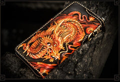 Handmade Leather Acalanatha Mens Chain Biker Wallets Cool Leather Long Wallet With Chain Wallets for Men