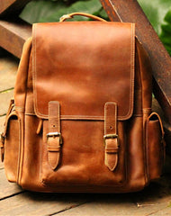 Cool Leather Mens Backpack Travel Backpack Vintage School Backpacks for men - EverHandmade
