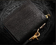 Handmade Leather Small Tooled Mens Cool billfold Wallet Chain Wallets Biker Wallet for Men