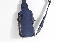 Handmade Genuine Leather Mens Cool Chest Bag Sling Bag Crossbody Bag Travel Bag Hiking Bag for men