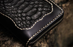 Handmade Leather Mens Chain Biker Wallet Leather Clutch Wallet Cool Long Wallets for Men