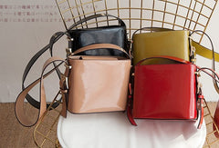 Cute Leather Womens Stylish Bucket Shoulder Bag Barrel Crossbody Purse for Women