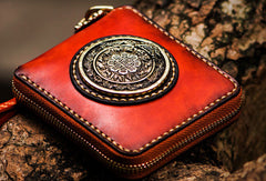 Handmade leather Mens Tibet Small biker wallet zipper billfold Chain Wallet for Men - EverHandmade