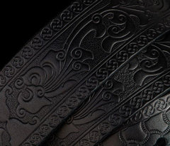 Handmade Black Leather Mens Belt Cool Leather Men Belts for Men