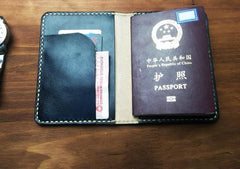 Mens Leather Slim Passport Wallets Leather billfold Small Travel Wallet for Men