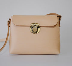 Handmade Leather Beige Womens Vintage Crossbody Purse Shoulder Bag for Women