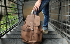 Cool Coffee Mens Leather Backpack Travel Backpacks Laptop Backpacks for men