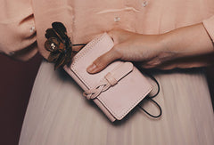 Handmade leather braided personalized custom clutch purse billfold triple wallet purse clutch women