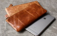 Vintage LEATHER Womens Long Clutch Wallet Zipper Slim Long Wallet FOR Women