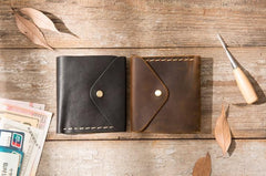 Cool Handmade Leather Mens Small Wallets Bifold Vintage billfold Wallet for Men