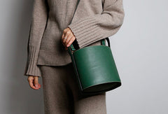 Genuine Leather Cute Bucket Bag Handbag Crossbody Bag Shoulder Bag Women Leather Purse