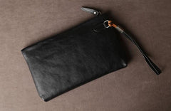 Cool Leather Mens Clutch Wallet Zipper Clutch Wallet Wristlet Wallet for Men