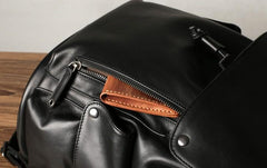 Leather Mens Cool Large Backpacks Black Travel Backpack Hiking Backpack for men