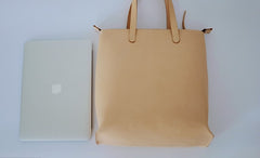 Handmade Leather Beige Womens Tote Purse Tote Shoulder Bags for Women