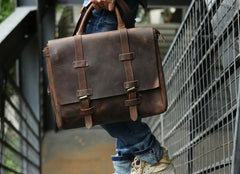 Vintage Leather Mens Briefcase Messenger Bag Handbag Shoulder Bag for men