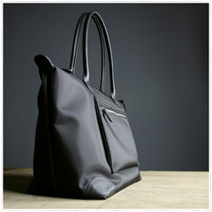 Womens Black Nylon Shoulder Tote Medium Black Nylon Handbag Purse for Ladies