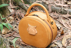 Handmade handbag round purse leather crossbody bag purse shoulder bag for women