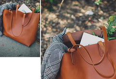 Handmade Genuine Leather Handbag Tote Bag Shopper Bag Shoulder Bag Purse For Women - EverHandmade