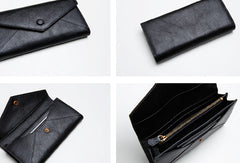 Genuine Leather Cute Long Slim Wallet Bifold Clutch Cards Wallet Purse For Women Girl