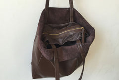 Handmade Vintage Leather Oversize Tote Bag Shoulder Bag Handbag For Women - EverHandmade