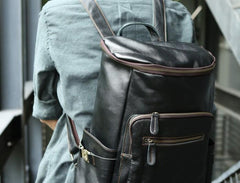 Black Coffee Mens Leather Backpacks Travel Backpacks Laptop Backpack for men