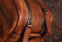 Cool Small Leather Mens Messenger Bag Brown Courier Bag Side Bag Postman Bag for men - EverHandmade