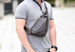 Cool Leather Mens Chest Bag Sling Bag Sling Crossbody Bag Travel Sling Bag for men