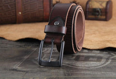 Genuine Leather Punk Rock Biker Trucker Mens Belt Men Black Coffee Belt for Men