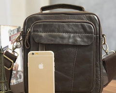 Cool Leather Mens Small Side Bag Messenger Bags Shoulder Bags for Men