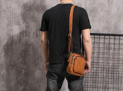 Cool Leather Mens Small Messenger Bag Side Bag Small Shoulder Bag for Men