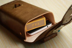 Handmade Cool Leather Cell Phone Holsters Belt Pouch Mens Waist Bag for Men