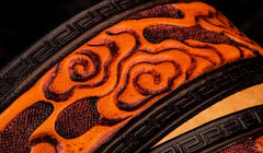 Handmade Leather Tooled Chinese Dragon Mens Belt Custom Cool Leather Men Belts for Men