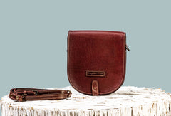 Handmade Leather Purse Saddle Bag Round Circle Bag Messenger Bag Crossbody Bag Shoulder Bag Purse For Women - EverHandmade