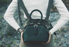Handmade leather handbag Green doctor bag shoulder bag cossbody bag purse women - EverHandmade