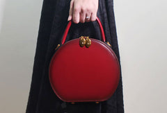 Women Leather round circle handbag shoulder bag for women leather crossbody bag