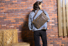 Coffee Leather Mens Cool Sling Bag Sling Shoulder Bags Chest Bags for men