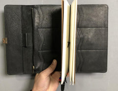 Genuine Leather Mens Clutch Cool Slim Wallet Passport Travel Clutch Wristlet Wallet for Men