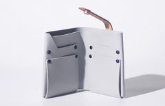 Handmade LEATHER Gray Womens Bifold Small Wallet Cute Leather Small Wallet FOR Women