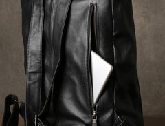 Leather Mens Black Cool Backpack Large Travel Bag School Bag for men