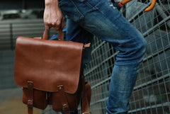 Leather Brown Mens Backpack Cool Travel Backpacks Laptop Backpack for men