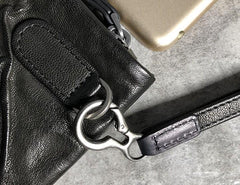 Genuine Leather Mens Clutch Cool Slim Wallet Zipper Clutch Wristlet Wallet for Men