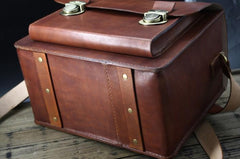 Handmade Vintage Coffee Leather Mens Camera Shoulder Bags Camera Messenger Bag for Men