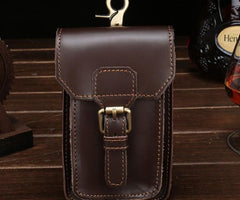 Leather Mens Cigarette Cases with Belt Loop Cell Phone Holster Belt Pouch for Men