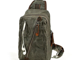 Cool Waxed Canvas Mens  Chest Bag Sling Bag One Shoulder Packs for men