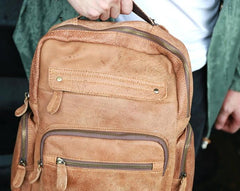 Cool Brown Mens Leather Backpack Travel Backpacks Cool School Backpacks for men