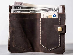 Vintage Leather Men Small Bifold Wallet billfold Wallet for Men